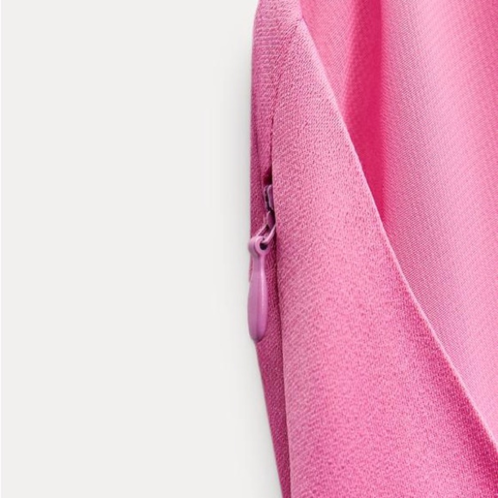 Zara Elegant Pink Satin Effect Halter Dress - Picture 7 of 7